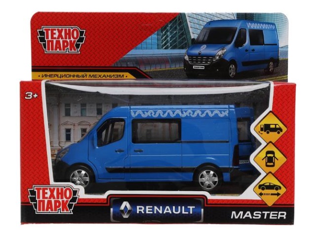 Машина металл Технопарк Renault Микроавтобус 14см синяя MASTER-14MOS-BU