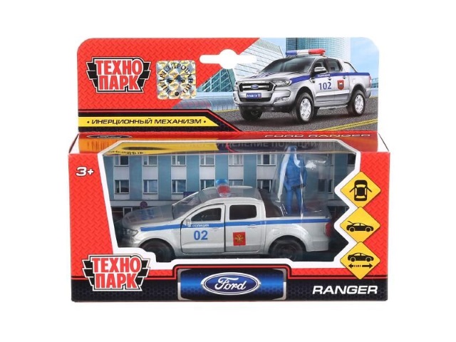 Машина металл Технопарк Ford Ranger 12см с фигуркой 4.5см SB-18-09-FR-P+FG-WB