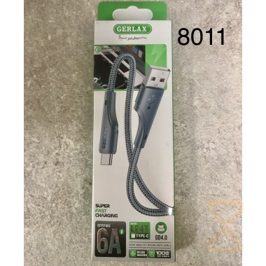 Кабель USB (А) шт. - Type-C шт. 1.0 м GERLAX L24T 6.0А. QC3.0 Fast Charging. ткань