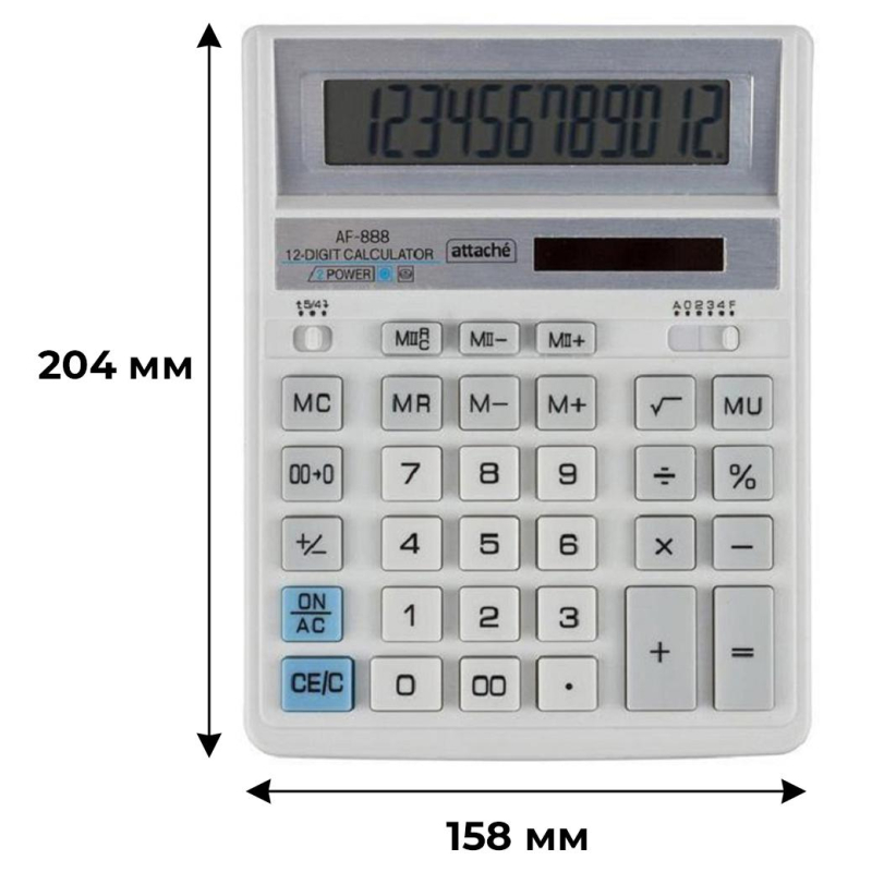 Калькулятор Attache 12-разрядный 204*158 см AF-888 1572674