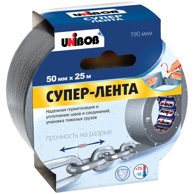 Скотч армированный супер-лента 50* 25м 190мкм Unibob 44265