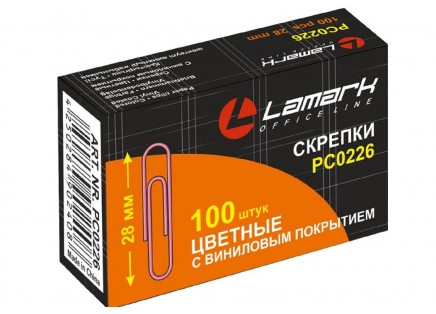 Скрепки 28мм 100шт Lamark цветные круглые PC0226