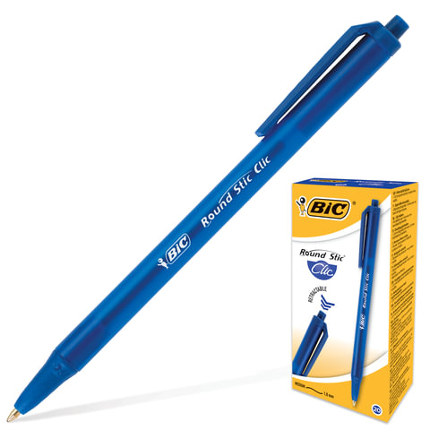 Ручка шариковая автомат Bic Round Stic Clic синяя 1мм 926376/60