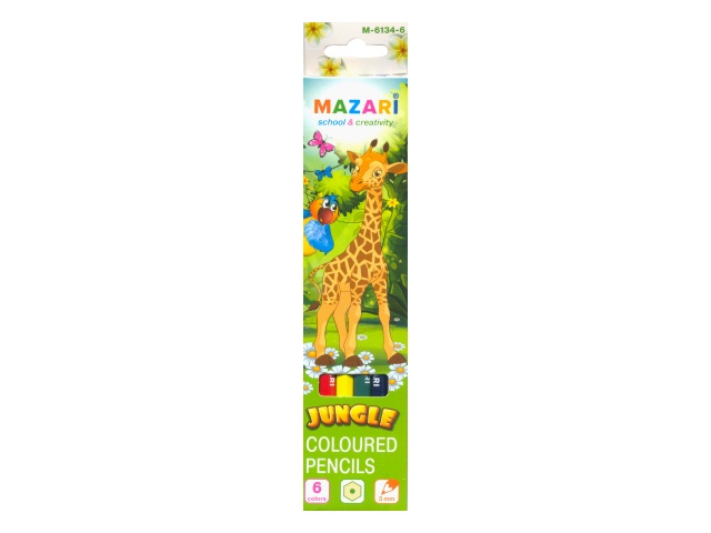 Карандаши цветные  6цв Mazari Jungle шестигранные М-6134-6