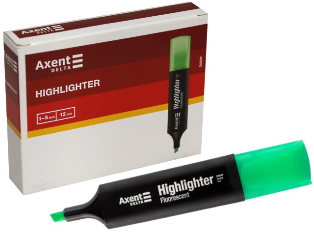 Маркер текстовый Axent Highlighter зеленый скошенный 1-5мм D2501-04