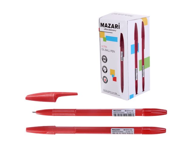 Ручка масляная Mazari Ultra красная 1мм M-5711-72