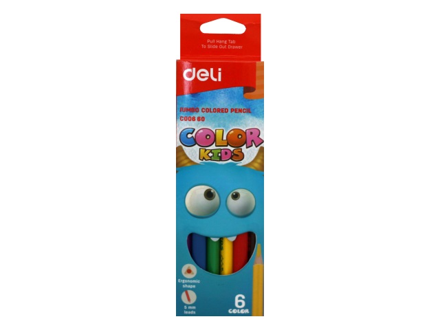 Карандаши цветные  6цв Deli Color Kids Jumbo трехгранные EC00660