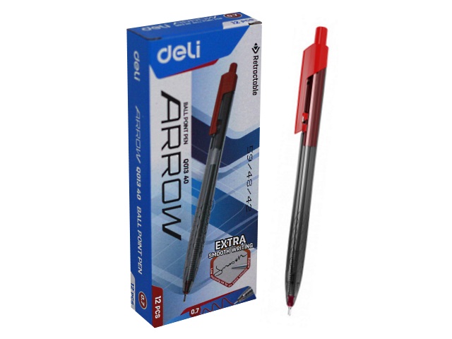 Ручка шариковая автомат Deli Arrow красная 0.7мм EQ01340